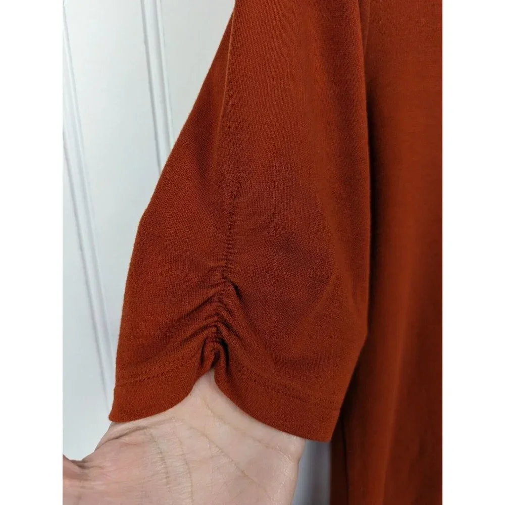 Banana Republic Women's Dress Burnt Orange Rouched‎ Sleeve Pullover Size M
